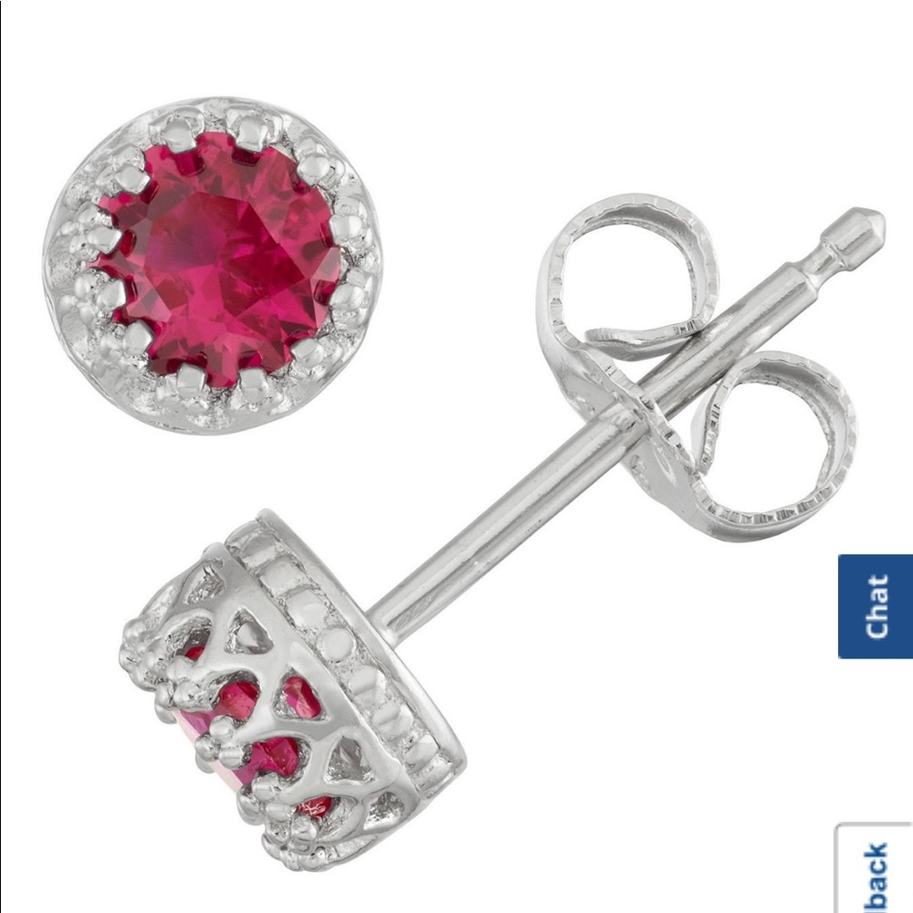 Elegant Silver and Red Stud Earrings